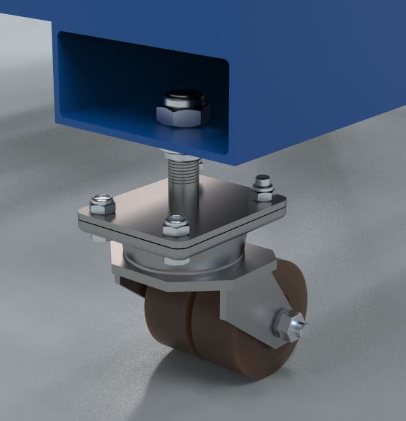 Heavy duty caster wheel and structural support detail