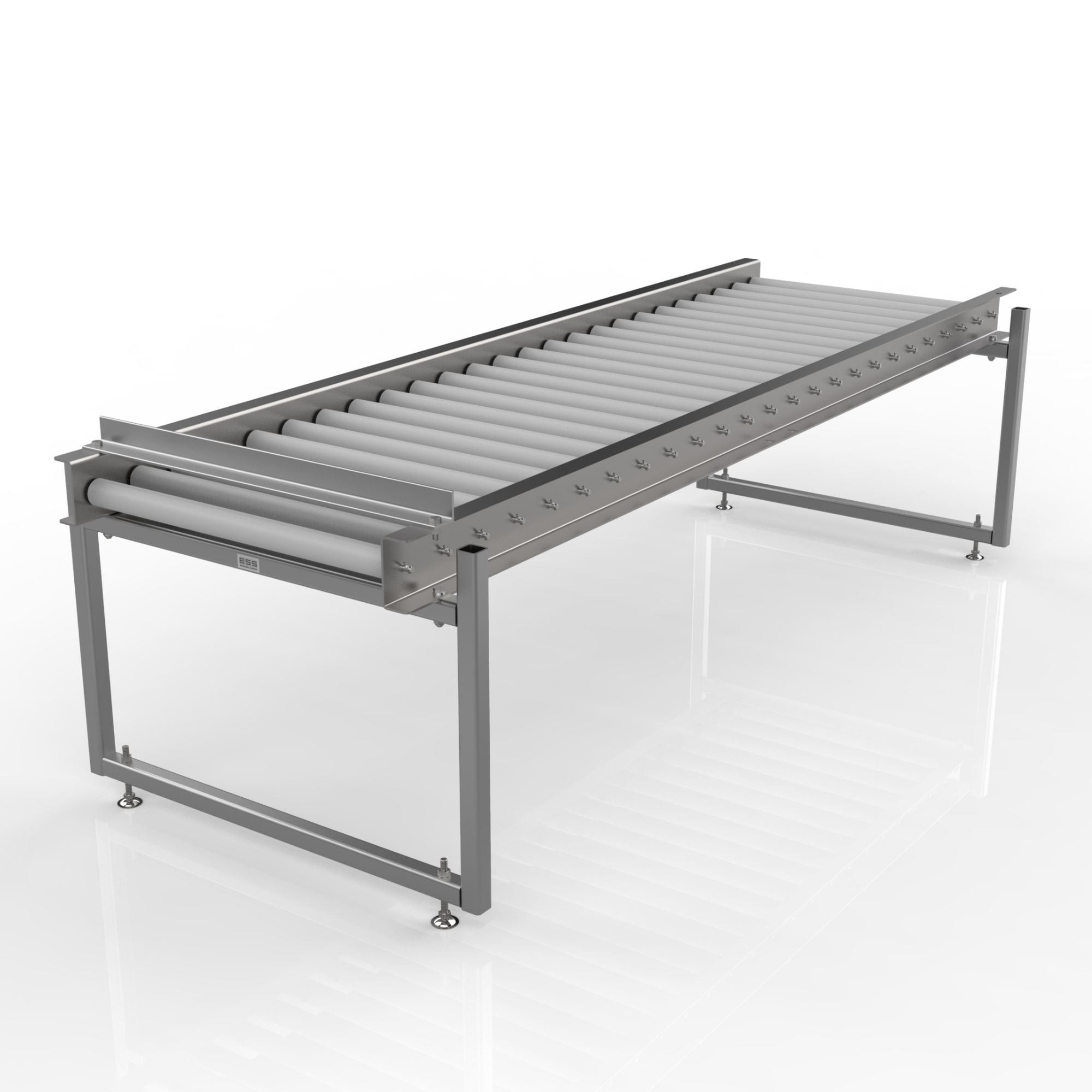 Bespoke stainless steel conveyor 3D CAD isometric view for FMC